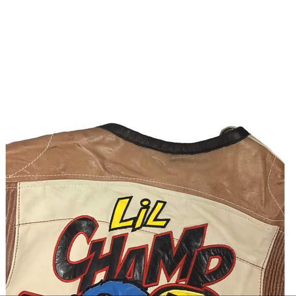 💙 SUPER G PSYCHO Leather Motorcycle Jacket - Picture 14 of 15